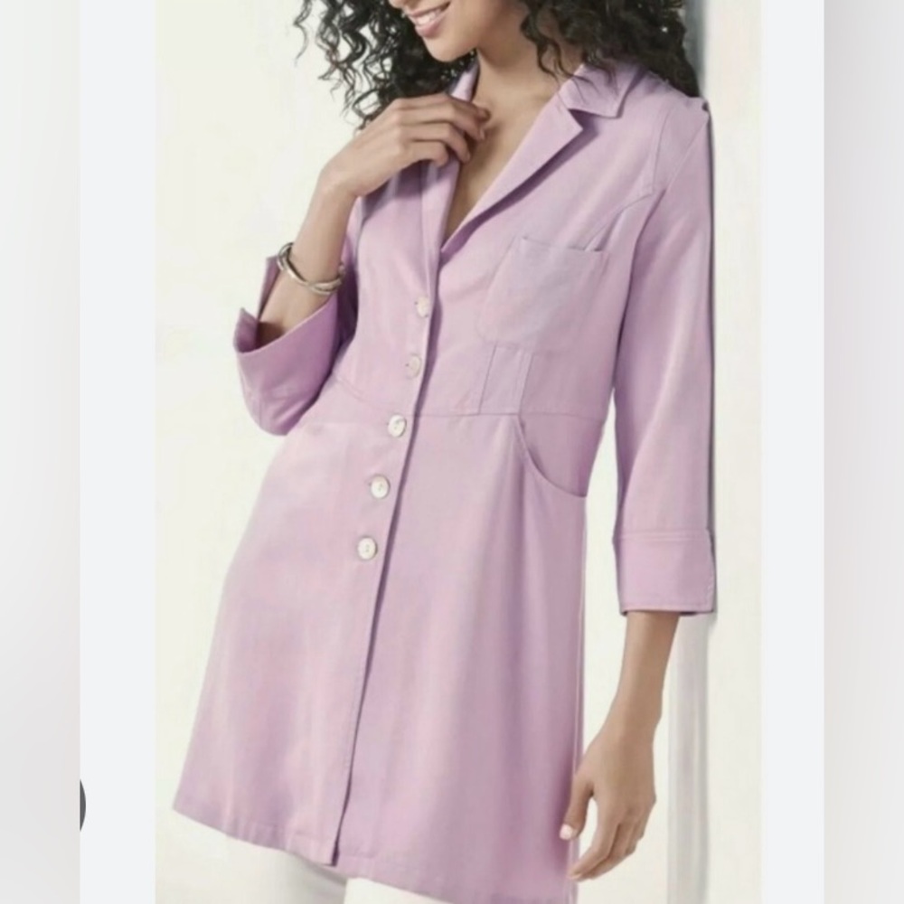 Soft Surroundings Marcie Tencel shirt jacket, lightweight, pockets lilac medium